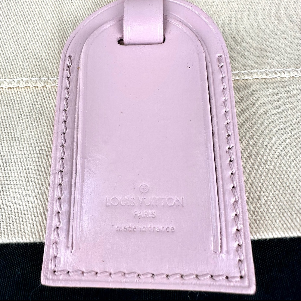 Louis Vuitton pink and black custom painted leather bag charm luggage tag - Picture 2 of 3